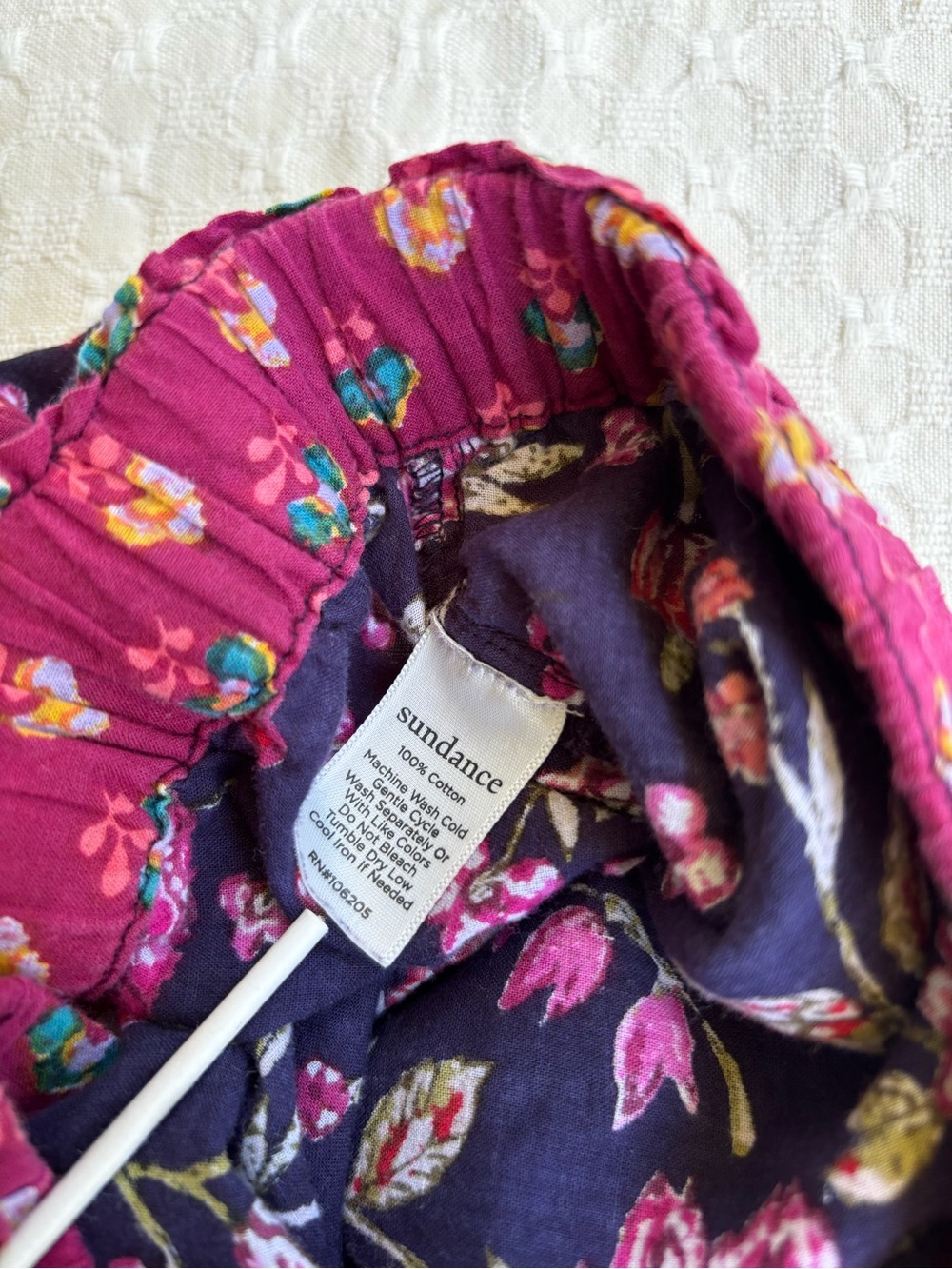 Sundance Navy and Pink Floral Pajama Bottoms - Picture 6 of 11